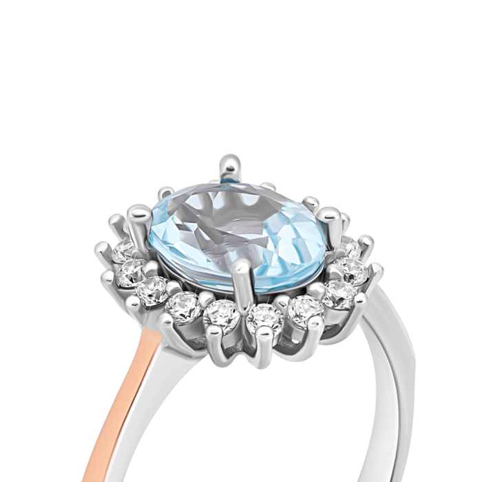 Срібна каблучка з топазом і фіанітами. Артикул UG5847К.т.Rh