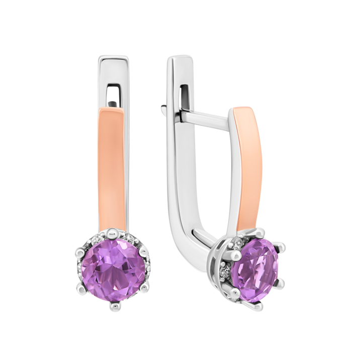Срібні сережки з аметистом. Артикул UG5848С.а.Rh