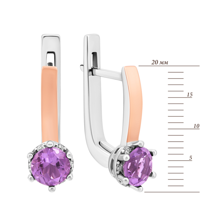 Срібні сережки з аметистом. Артикул UG5848С.а.Rh