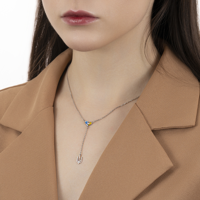 Серебряное колье с эмалью. Артикул 86079э