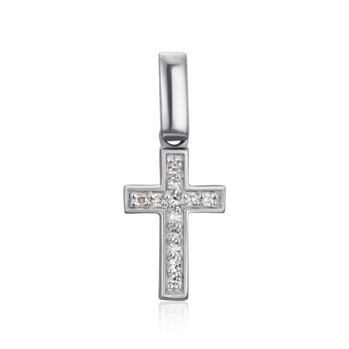 Золотий хрестик з діамантами. Артикул 880369-Кр.бел