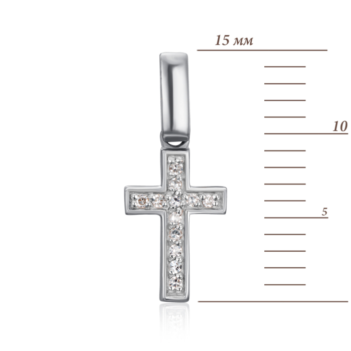 Золотий хрестик з діамантами. Артикул 880369-Кр.бел
