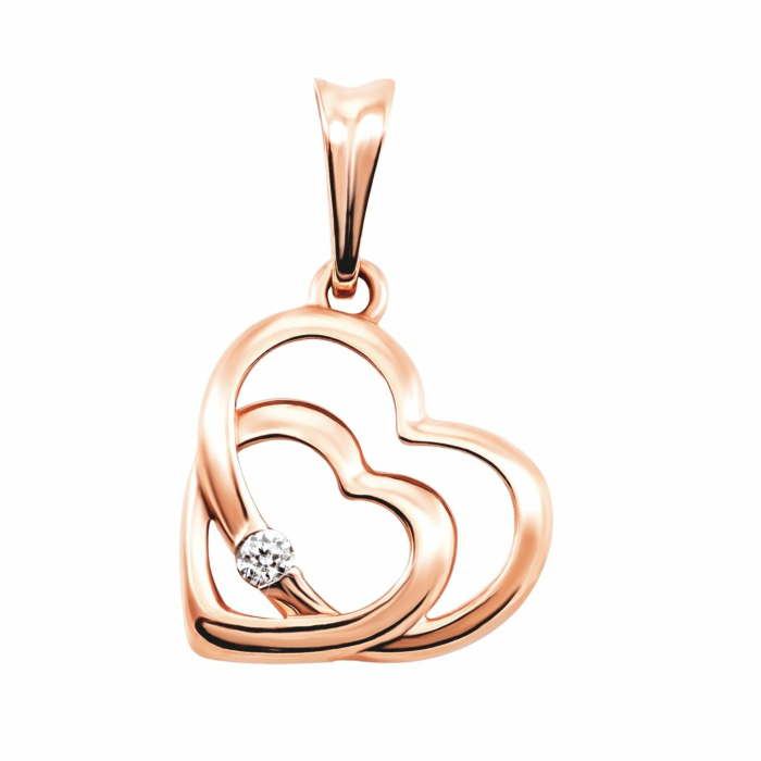 Золота підвіска Серце з діамантом. Артикул UG5880392-К