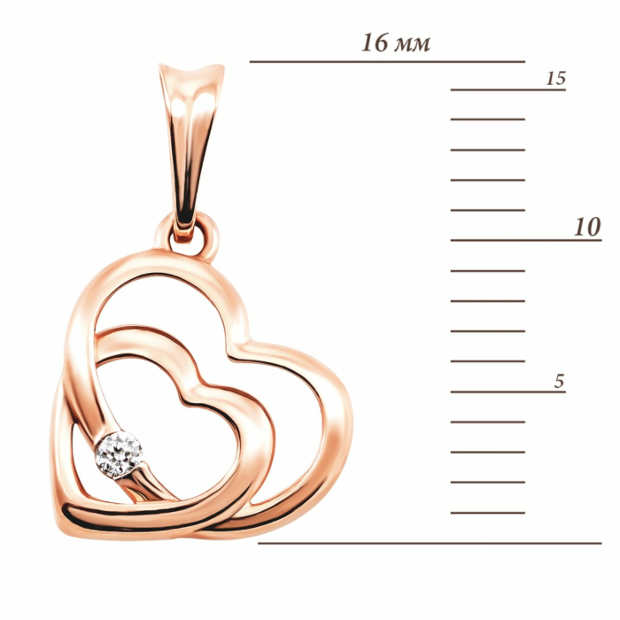 Золота підвіска Серце з діамантом. Артикул UG5880392-К