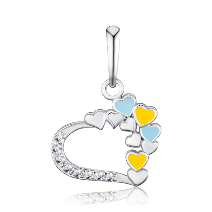 Срібна підвіска з фіанітами та емаллю. Артикул 89093е