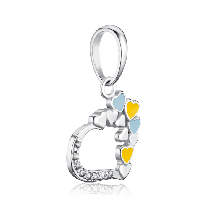 Срібна підвіска з фіанітами та емаллю. Артикул 89093е