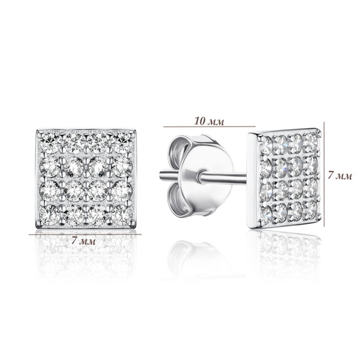 Срібні сережки з фіанітами 8EA0545-E/12/1