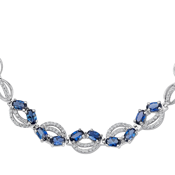 Срібний браслет з штучними сапфірами та фіанітами 90111/12/1/3095