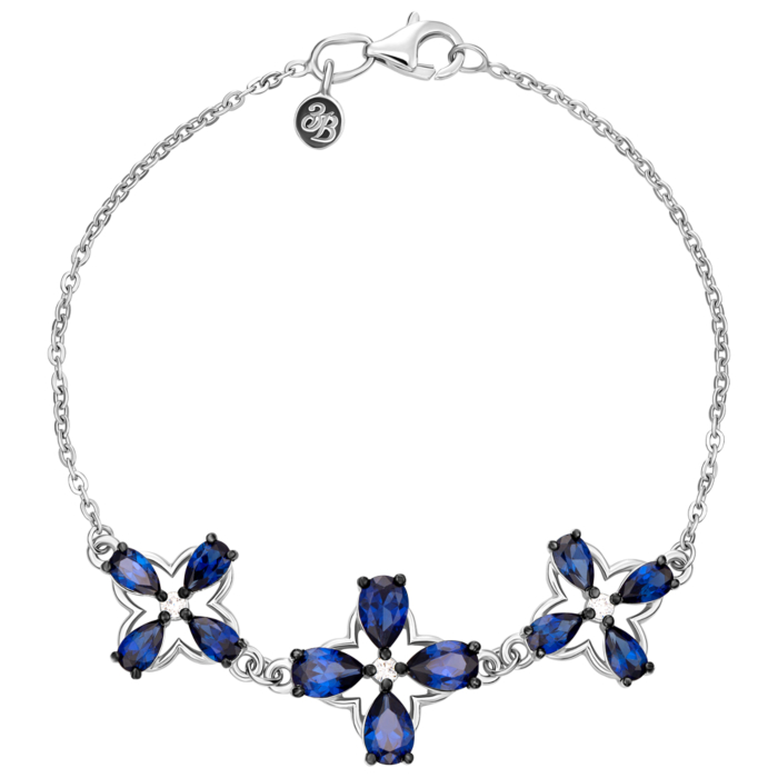 Срібний браслет з сапфірами і фіанітами. Артикул 90126/66024/12/1/3997