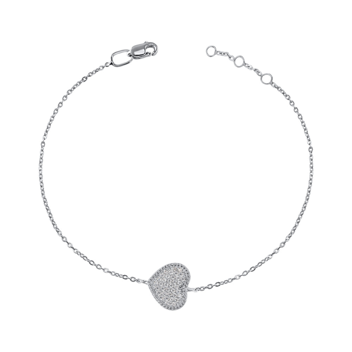 Серебряный браслет «Сердце» с фианитами 90182/66024-1/12/1/36