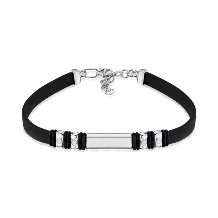 Серебряный браслет с каучуком 90204/12/1