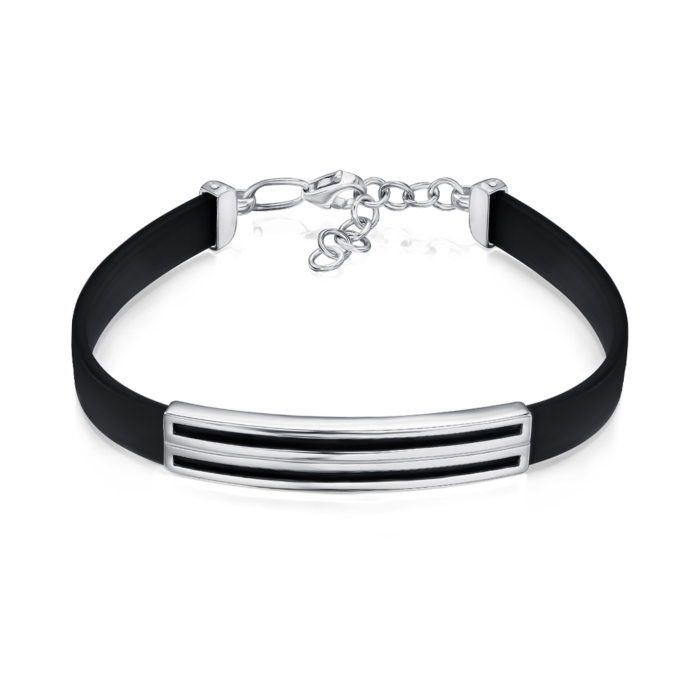 Серебряный браслет с каучуком 90205/12/1