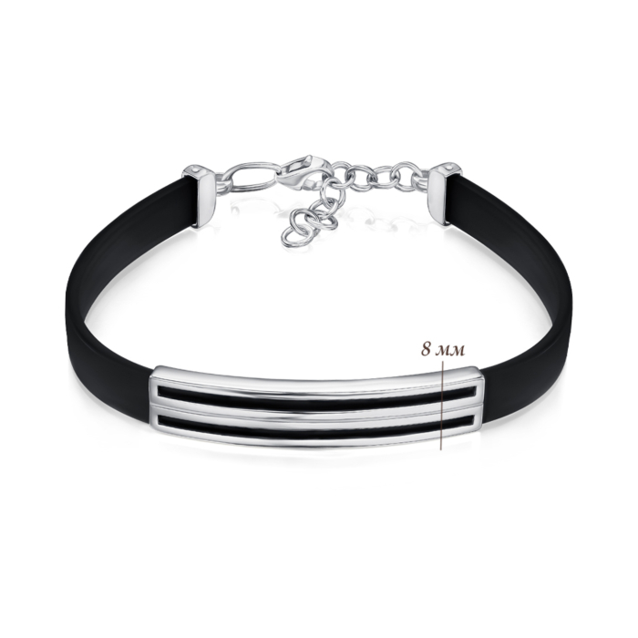 Серебряный браслет с каучуком 90205/12/1