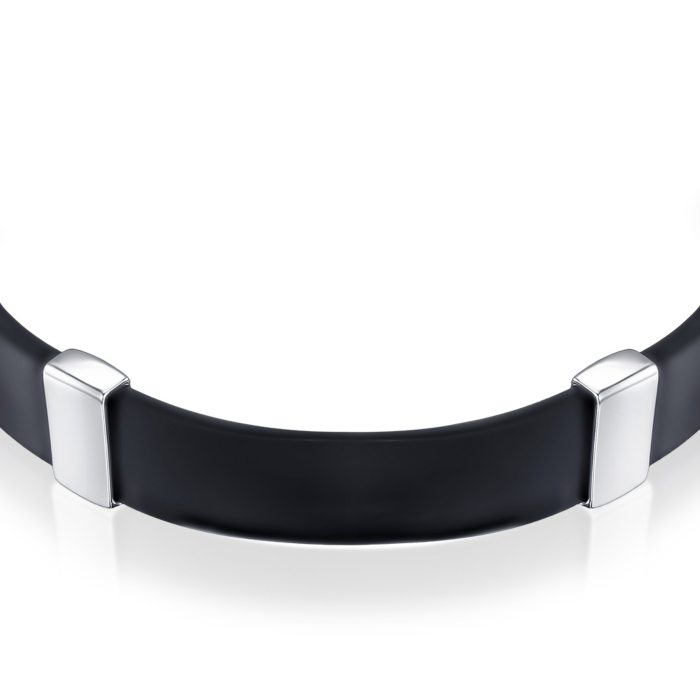 Серебряный браслет с каучуком 90213/12/1