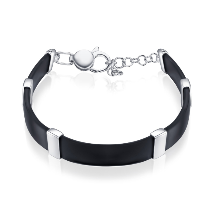 Серебряный браслет с каучуком 90213/12/1