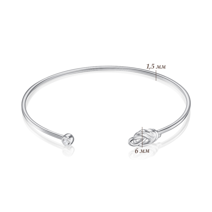 Жорсткий срібний браслет з фіанітом 90215/12/1/52