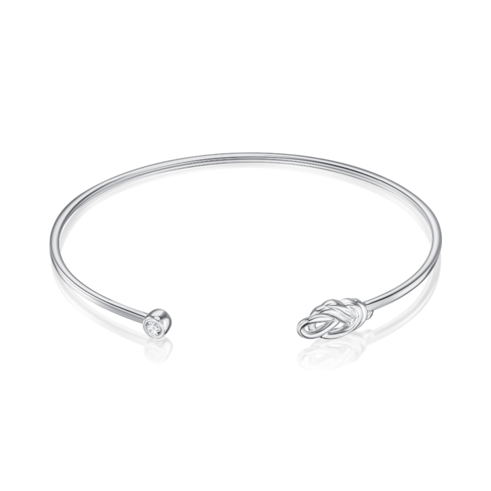 Жорсткий срібний браслет з фіанітом 90215/12/1/52