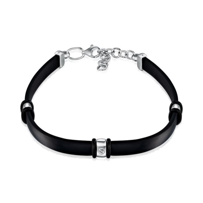 Серебряный браслет с каучуком 90224/12/1