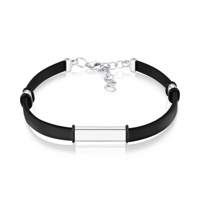 Серебряный браслет с каучуком 90225/12/1