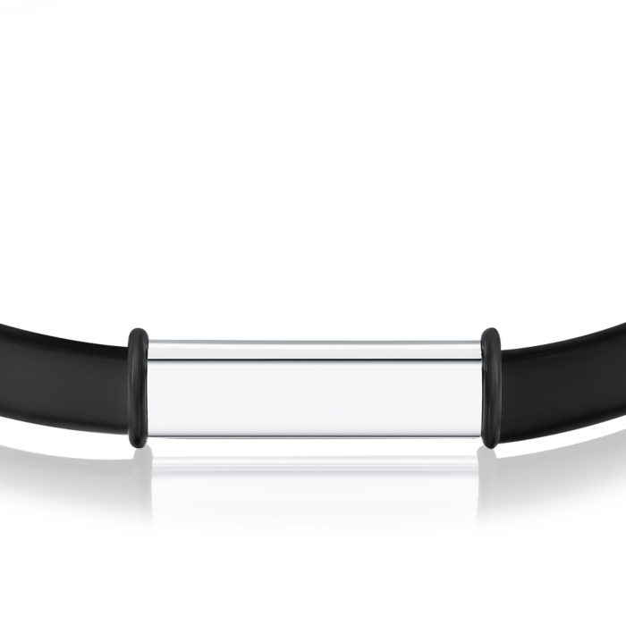 Серебряный браслет с каучуком 90225/12/1