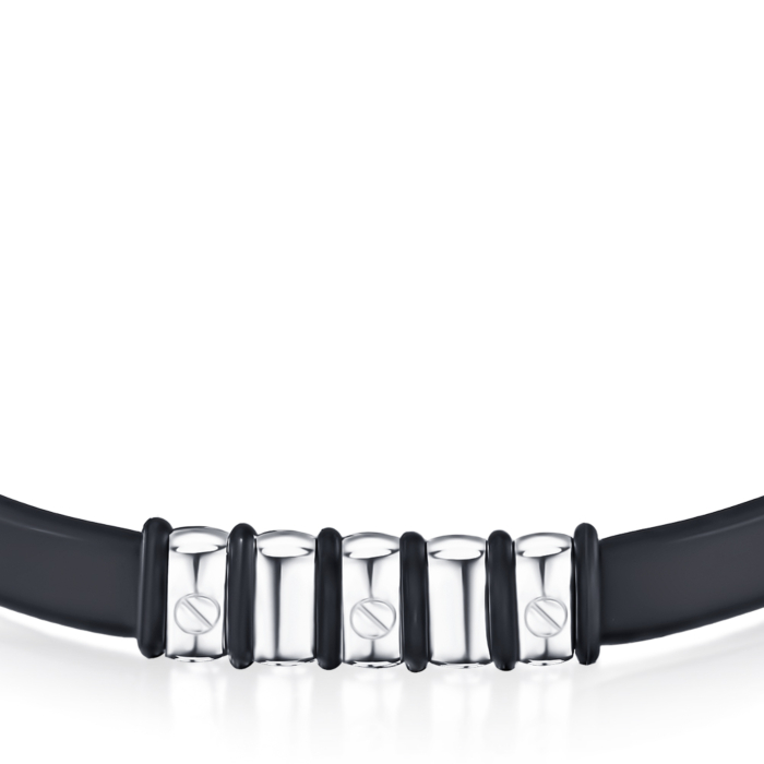 Серебряный браслет с каучуком 90226/12/1