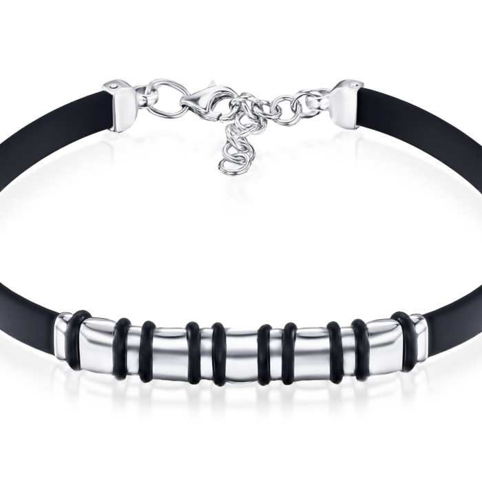 Серебряный браслет с каучуком 90230/12/1