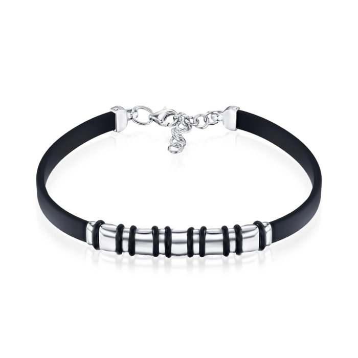 Серебряный браслет с каучуком 90230/12/1