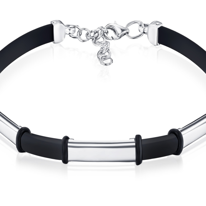 Серебряный браслет с каучуком 90233/12/1