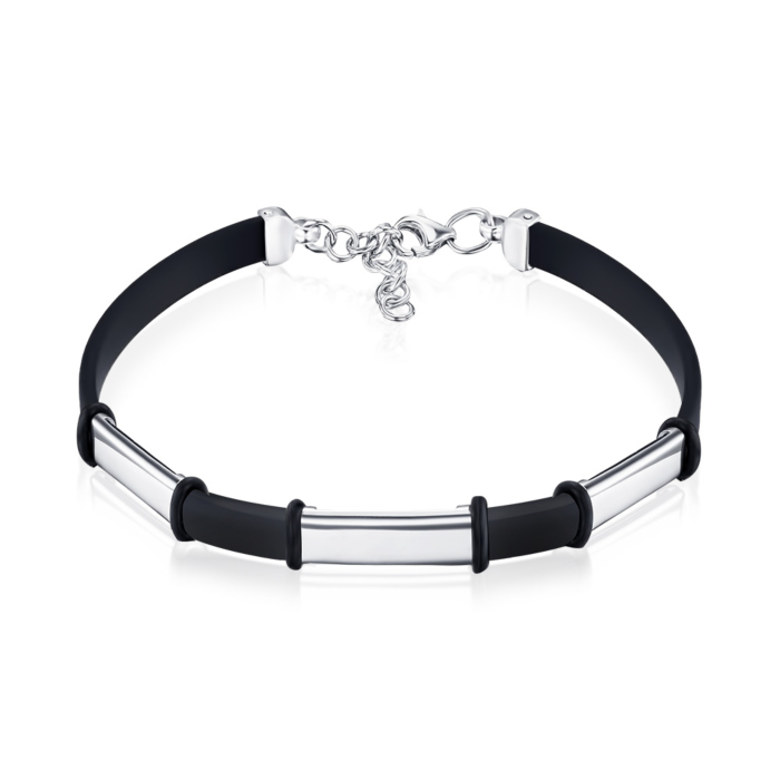 Серебряный браслет с каучуком 90233/12/1