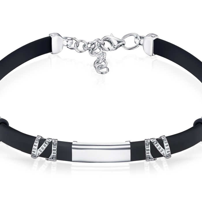 Срібний браслет з каучуком 90234/12/1