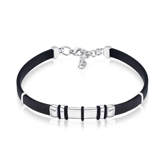 Серебряный браслет с каучуком 90235/12/1