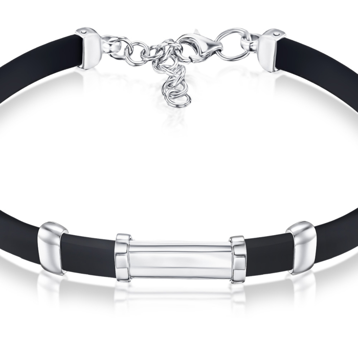 Серебряный браслет с каучуком 90236/12/1