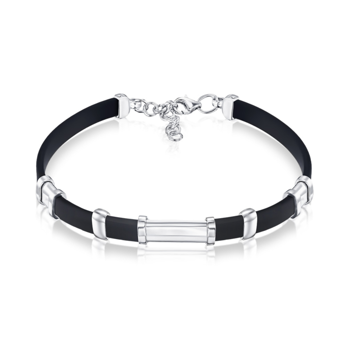 Серебряный браслет с каучуком 90236/12/1