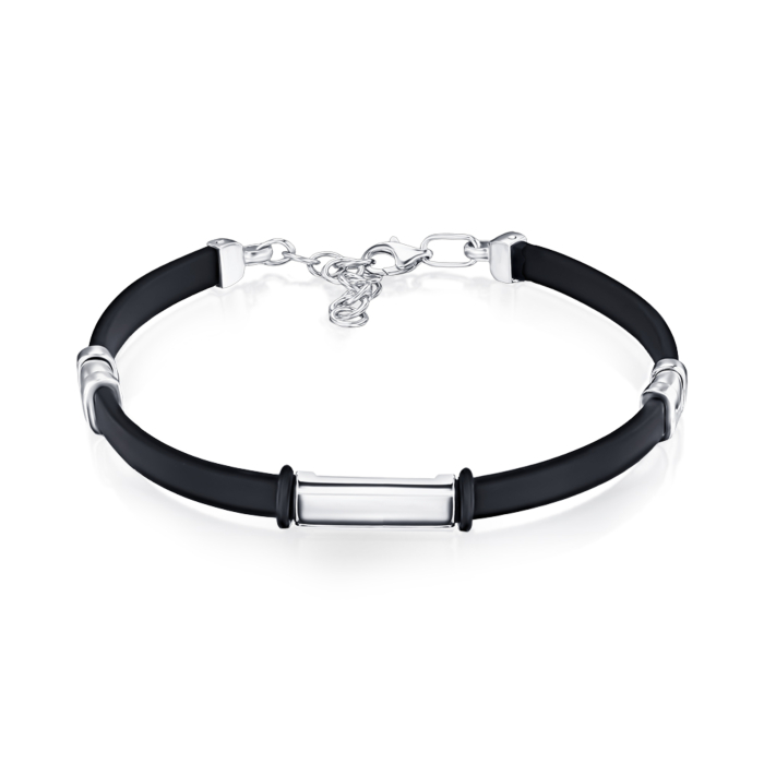 Серебряный браслет с каучуком 90237/12/1