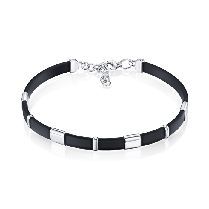 Серебряный браслет с каучуком 90239/12/1