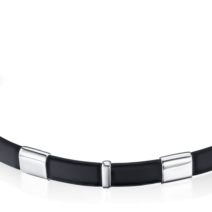 Серебряный браслет с каучуком 90239/12/1