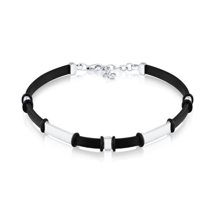 Серебряный браслет с каучуком 90240/12/1