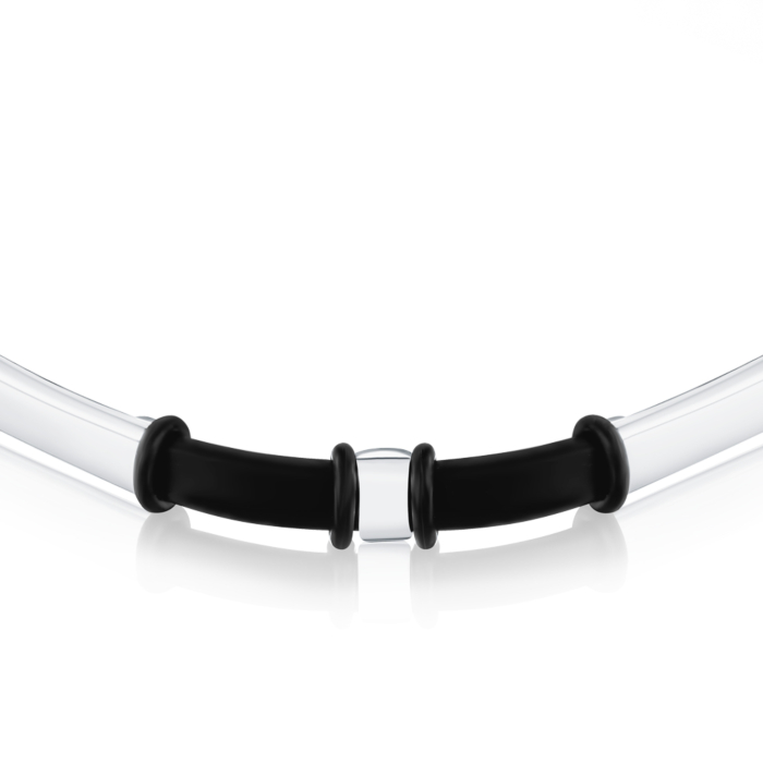 Серебряный браслет с каучуком 90240/12/1