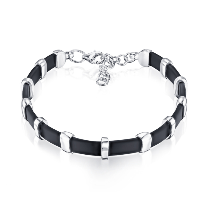 Серебряный браслет с каучуком 90241/12/1