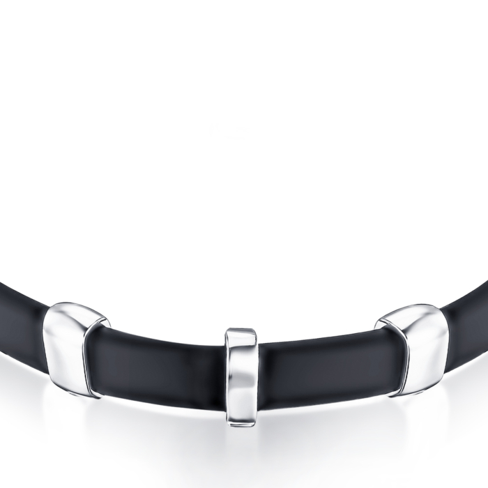 Серебряный браслет с каучуком 90241/12/1