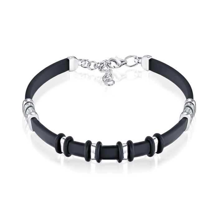 Серебряный браслет с каучуком 90242/12/1