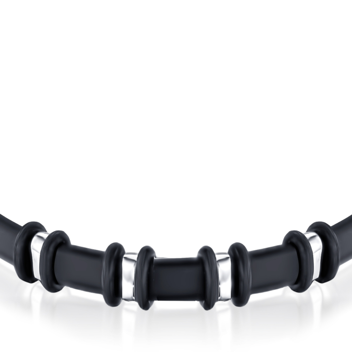 Серебряный браслет с каучуком 90242/12/1