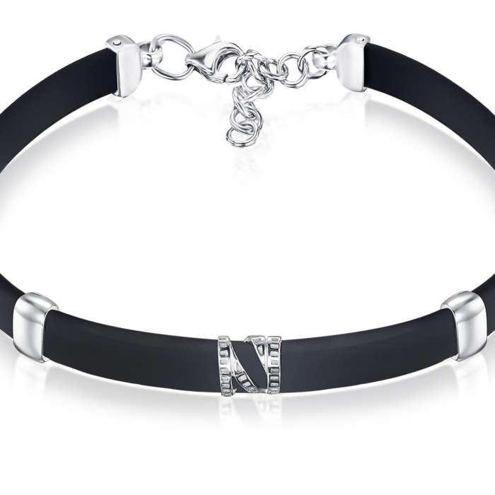 Серебряный браслет с каучуком 90245/12/1