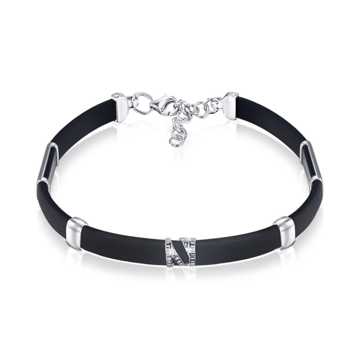 Серебряный браслет с каучуком 90245/12/1