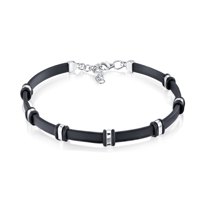 Серебряный браслет с каучуком 90246/12/1