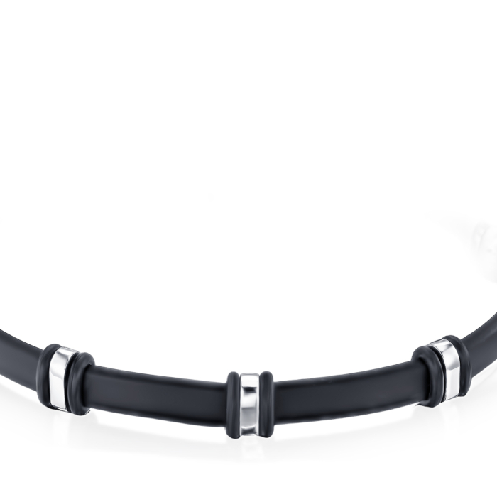 Серебряный браслет с каучуком 90246/12/1