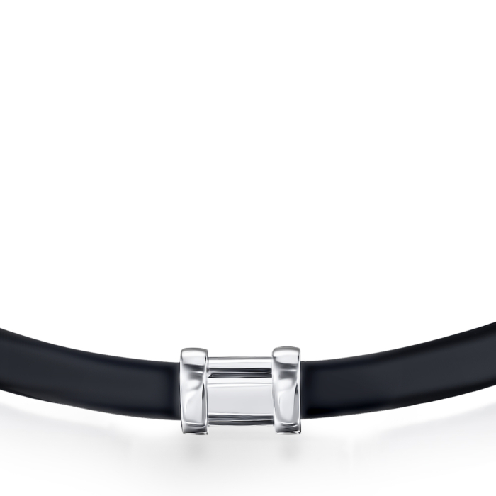 Серебряный браслет с каучуком 90247/12/1