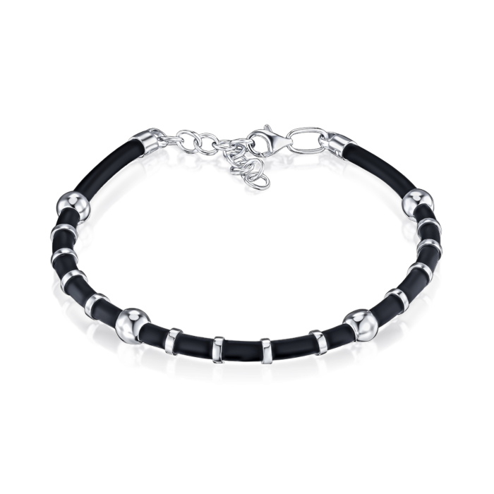 Серебряный браслет с каучуком 90250/12/1