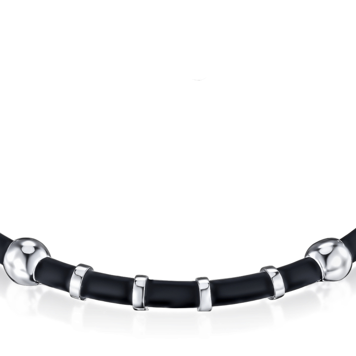 Серебряный браслет с каучуком 90250/12/1