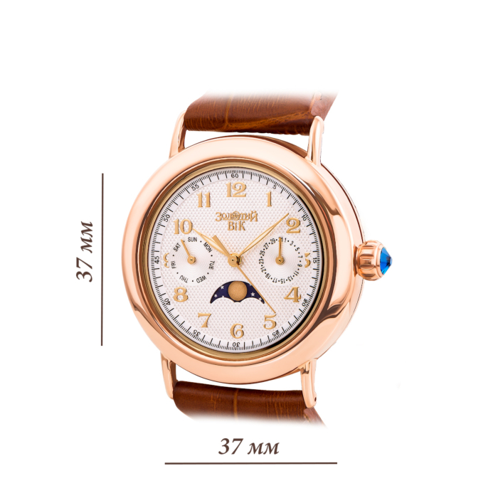 Золотий годинник «Лунник» кварцевий. Артикул 9111-3/01/0 (9111/б рк)